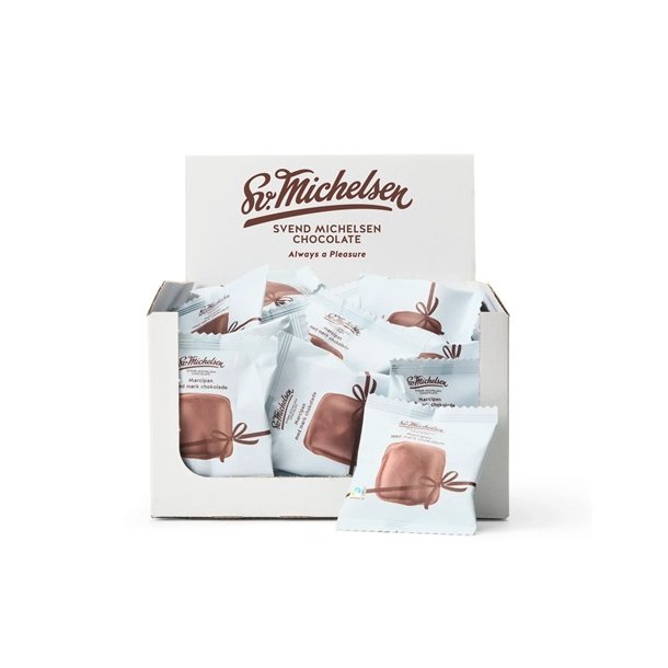 Sv. Michelsen -Marcipan med m�rk chokolade kasse - 10g. 1 stk.