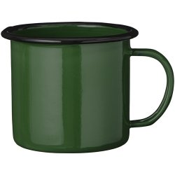Ib Laursen - Krus med hank emalje m�rkegr�n med sort kant 300 ml