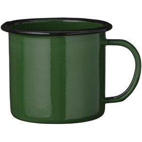 Ib Laursen - Krus med hank emalje m�rkegr�n med sort kant 300 ml