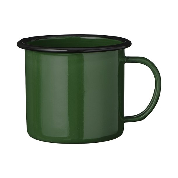 Ib Laursen - Krus med hank emalje m�rkegr�n med sort kant 300 ml