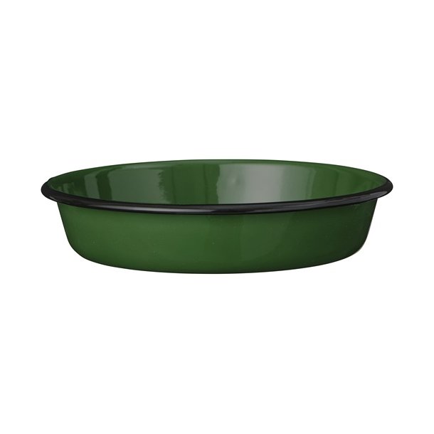 Ib Laursen - Sk�l emalje m�rkegr�n med sort kant �20 cm