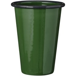 Ib Laursen - B�ger emalje m�rkegr�n med sort kant 11,5 cm h�j