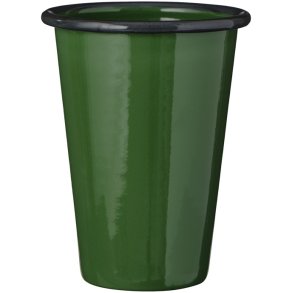 Ib Laursen - B�ger emalje m�rkegr�n med sort kant 11,5 cm h�j