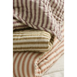 Ib Laursen - Quilt sand med ochre green striber- 130 x 180 cm  