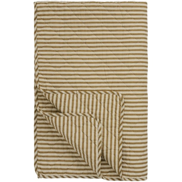 Ib Laursen - Quilt sand med ochre green striber- 130 x 180 cm  