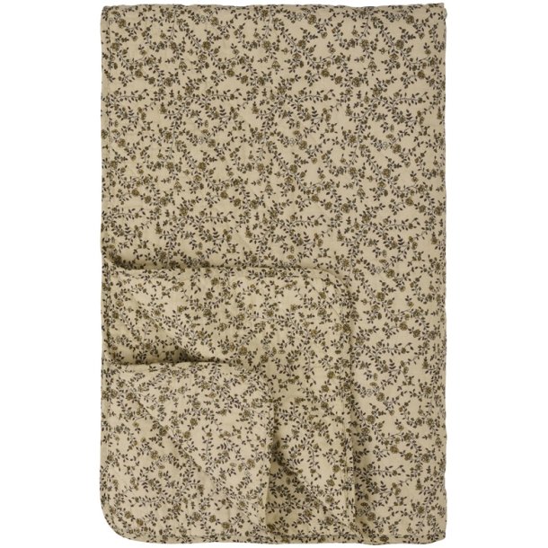 Ib Laursen - Quilt cremefarvet med brune blomsterranker- 130 x 180 cm  
