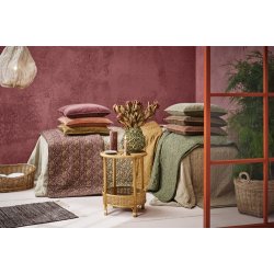 Ib Laursen - Quilt beige med sm� brune blomster- 130 x 180 cm  