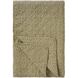 Ib Laursen - Quilt cremefarvet m/bl� og rosa blomster - 130 x 180 cm  