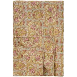 Ib Laursen - Quilt st�vbl� med lyser�dt, r�dt, gr�nt og gult paisley- 130 x 180 cm  