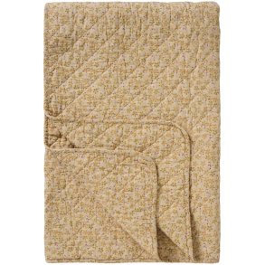 Ib Laursen - Quilt beige med gule, gr�nne og hindb�rfarvede blomster- 130 x 180 cm  