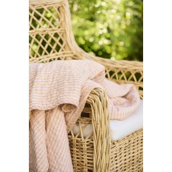 Ib Laursen - Quilt med mustard og lyser�de smalle striber- 130 x 180 cm