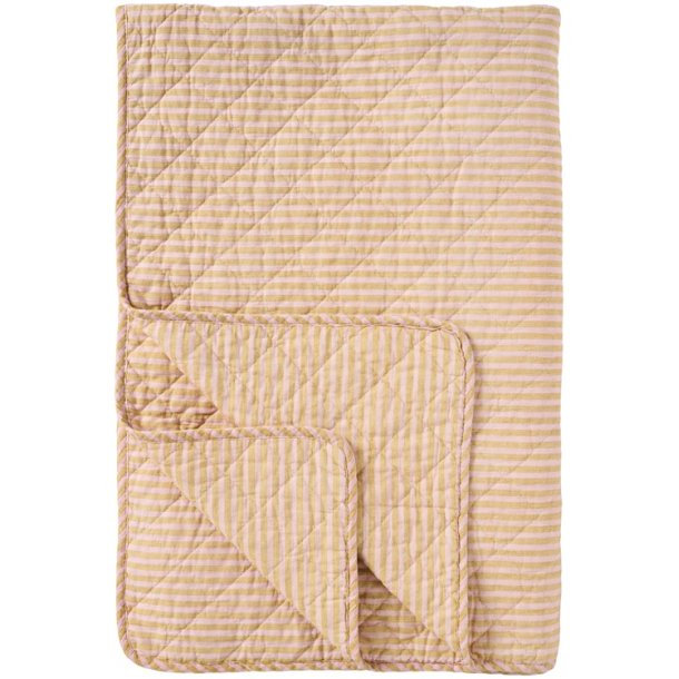 Ib Laursen - Quilt med mustard og lyser�de smalle striber- 130 x 180 cm