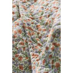 Ib Laursen - Quilt med lysebl� og rust blomster - 130 x 180 cm