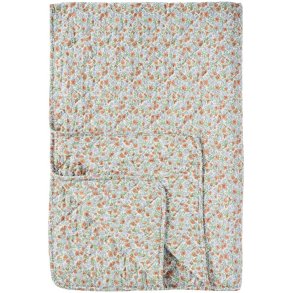 Ib Laursen - Quilt med lysebl� og rust blomster - 130 x 180 cm