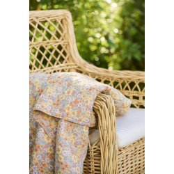 Ib Laursen - Quilt gul med gule, bl�, orange og lilla blomster- 130 x 180 cm