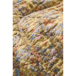 Ib Laursen - Quilt gul med gule, bl�, orange og lilla blomster- 130 x 180 cm