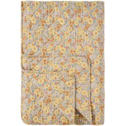 Ib Laursen - Quilt gul med gule, bl�, orange og lilla blomster- 130 x 180 cm