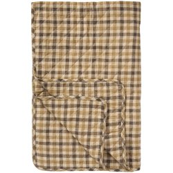 Ib Laursen -Quilt med brunt ternet mnster - 130 x 180 cm
