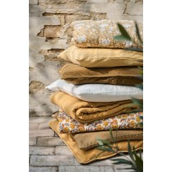 Ib Laursen - Quilt naturfarvet m/gr�, gule og orange vinranker- 130 x 180 cm  