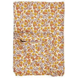 Ib Laursen - Quilt naturfarvet m/gr�, gule og orange vinranker- 130 x 180 cm  