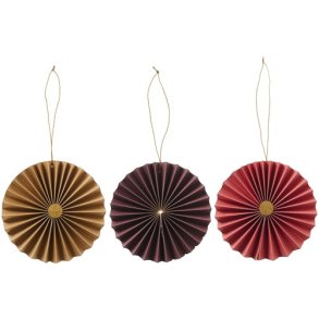 Ib Laursen - �14 Roset til oph�ng stor med guldglitter lilla, guldfarvet, r�d - s�lges af s�t med 3 stk
