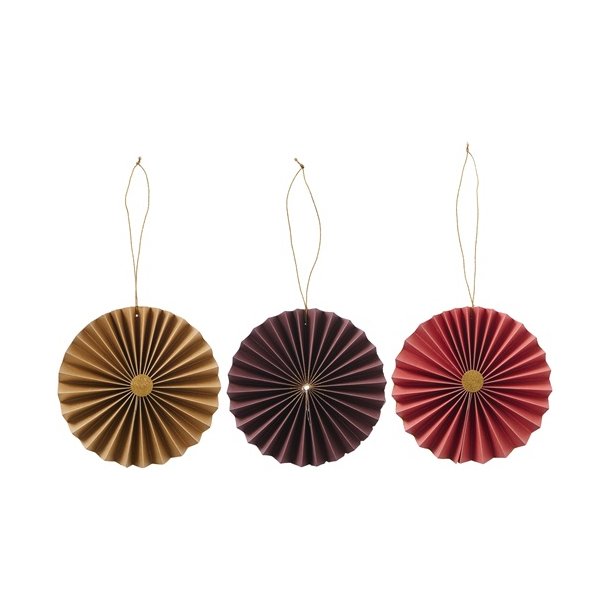 Ib Laursen - �14 Roset til oph�ng stor med guldglitter lilla, guldfarvet, r�d - s�lges af s�t med 3 stk