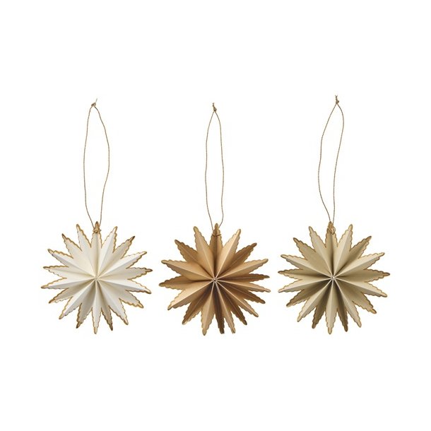 Ib Laursen Stjerne til oph�ng 3 forskellige farver hvid, guld, beige - s�lges i s�t