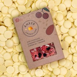 Anker Chokolade - Ankers Plade �KO-Hvid chokolade med kirseb�r og mandler 100g.