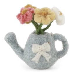 Gry &amp; Sif -vandkande med blomster - lysebl� - 7 x 3,5 x 8 cm.