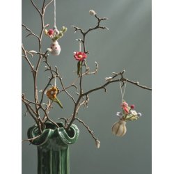 Gry &amp; Sif - vase til oph�ng med striber og blomster - filt - 8 cm - diameter 4
