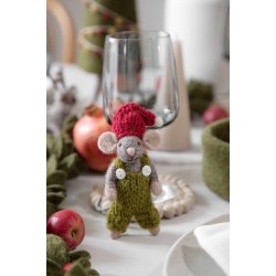  Gry &amp; Sif - Lille gr drenge mus med grnne bukser 10 cm.