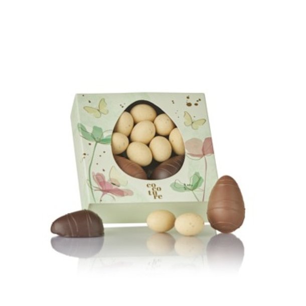 Cocoture - 142g 2stk. 36g marcipan�g (fl�de &amp; m�rk) + brune drag��g i gr�n Cocoture �ske