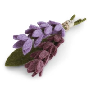 Gry & Sif - lavendel og blade - 3 stilke - 18cm