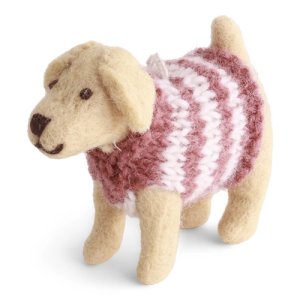 Gry & Sif - hund - Labrador med strikket Sweater 9 x 7 x 4,5 cm