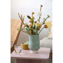 Gry &amp; Sif - Blomsterstilk turkis  Dia 2 - 30 cm - filt