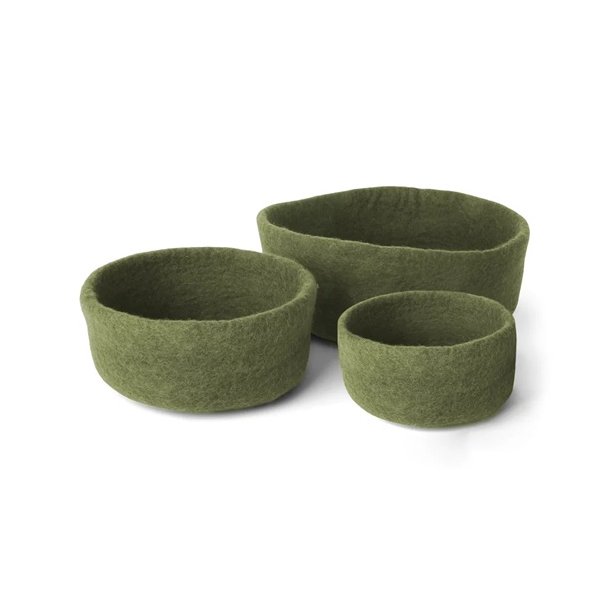 Gry &amp; Sif  Gry &amp; Sif skle i grn filt - st af 3