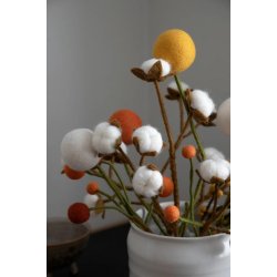 Gry &amp; Sif - Blomsterstilk hvid Dia 3 - 30 cm - filt