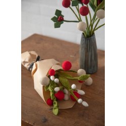 Gry &amp; Sif - Blomsterstilk klar r�d Dia 3 - 30 cm - filt