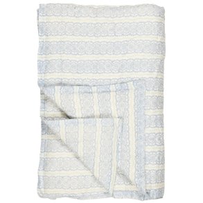 Ib Laursen - Quilt Anne bl�t cirkelm�nster og gr�nne blade - 130 x 170 cm - bomuld