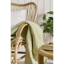 Ib Laursen - Quilt Caja st�vgr�n med hvide blomster - 130 x 170 cm - bomuld