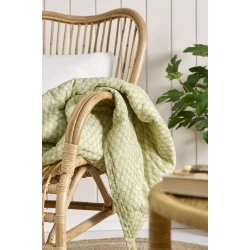 Ib Laursen - Quilt Caja st�vgr�n med hvide blomster - 130 x 170 cm - bomuld