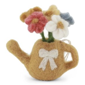 Gry & Sif -vandkande med blomster - varm gul - 7 x 3,5 x 8 cm.