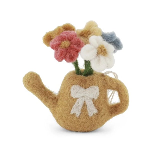 Gry &amp; Sif -vandkande med blomster - varm gul - 7 x 3,5 x 8 cm.