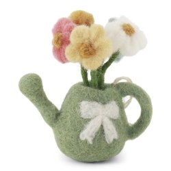 Gry &amp; Sif -vandkande med blomster - st�vgr�n - 7 x 3,5 x 8 cm.