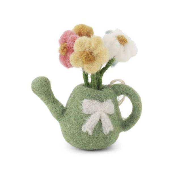 Gry &amp; Sif -vandkande med blomster - st�vgr�n - 7 x 3,5 x 8 cm.