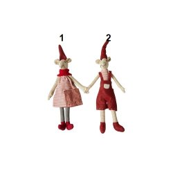 Speedtsberg - Julemus Noa &amp; Nelli m magnet 2 varianter 20 cm stof - 1 stk.