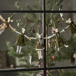 Speedtsberg - Julemus Noa &amp; Nelli m magnet 2 varianter 20 cm stof 1 stk. (green mix)