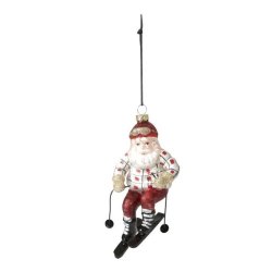 Speedtsberg - Julekugle - julemanden p ski 16 cm glas