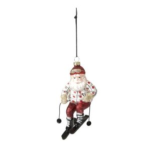 Speedtsberg - Julekugle - julemanden p ski 16 cm glas