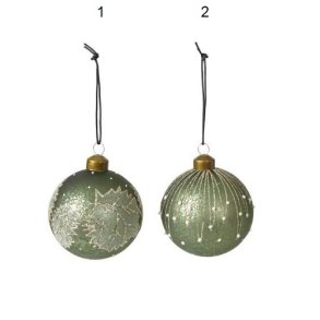 Speedtsberg - Julekugle grn 2 forskellige D6cm glas. 1 stk.